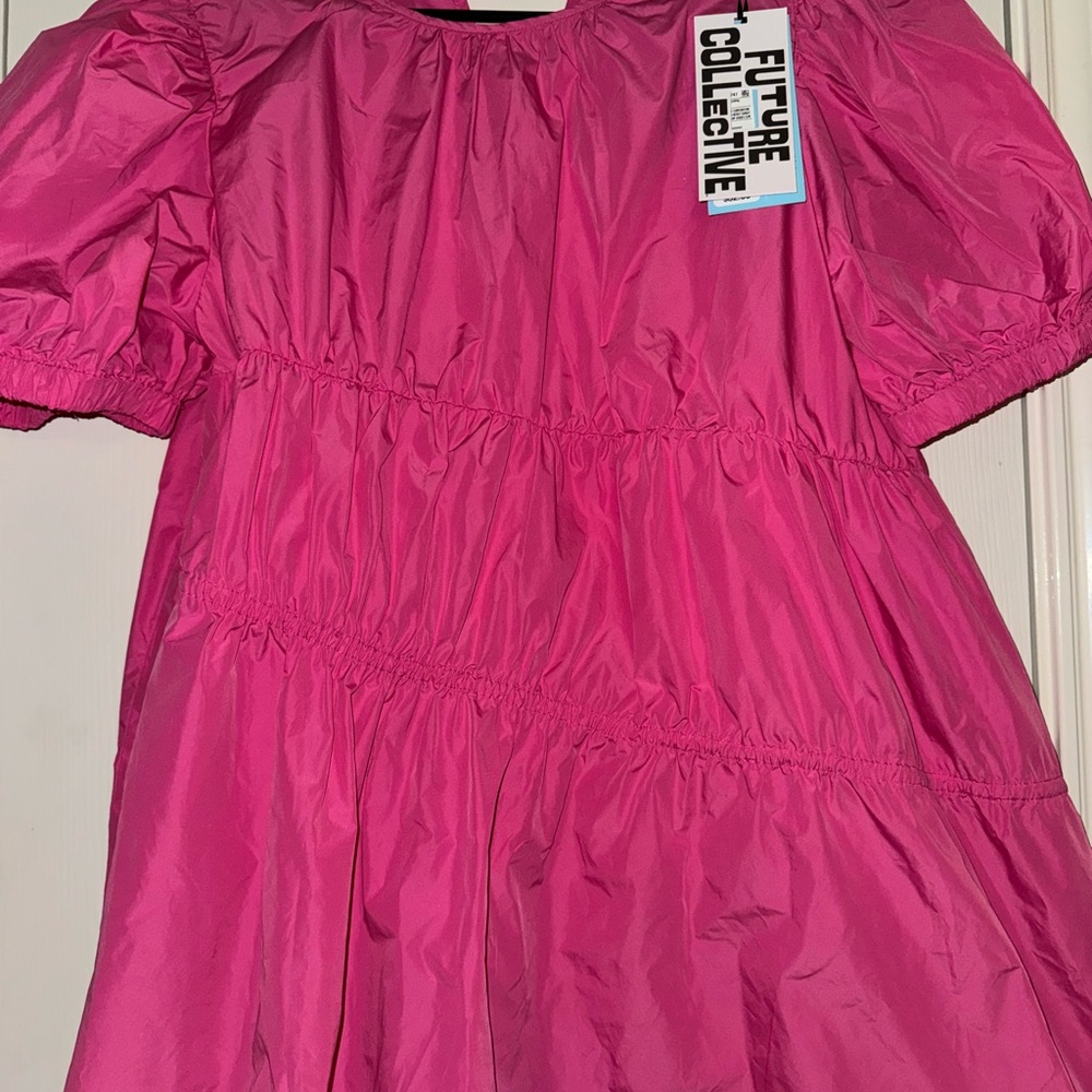 Future Collective Women's Fuchsia Puff-Sleeve Dress - Picture 3 of 5